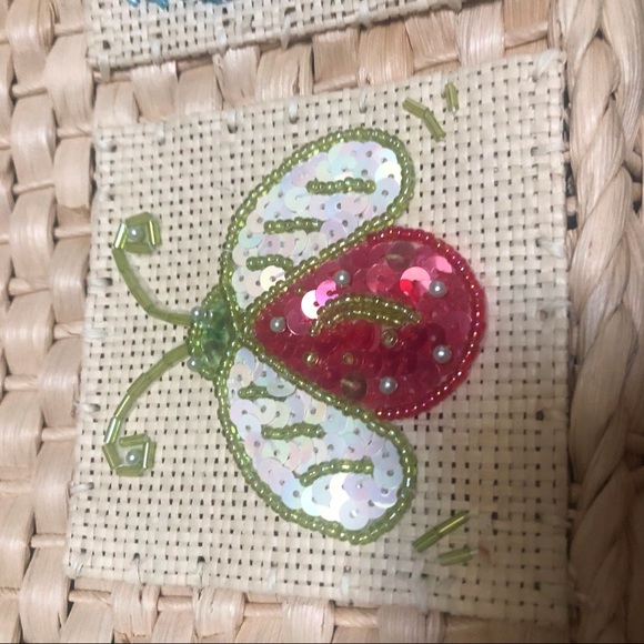 Woven Straw Sequin Butterfly Dragonfly Purse NWT - Picture 8 of 13